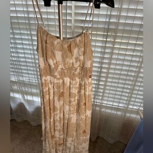 Floral Maxi Dress in Beige and Brown